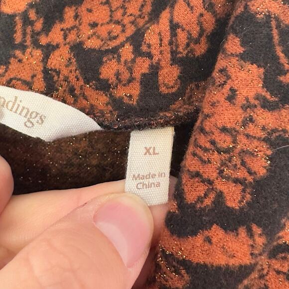 Soft Surroundings Collared Long Sleeve Metallic Floral Midi Dress Size XL Fall - Picture 6 of 9